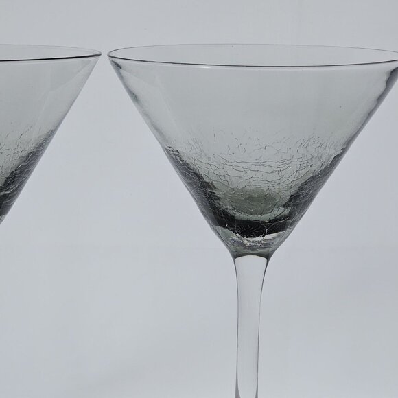 Pier 1 Smoke Crackle Martini Glasses 7.5" discontinued grey goblets 10z set- 2 - Picture 5 of 8